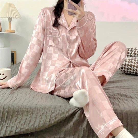 Pijama Longo Xadrez Rose
